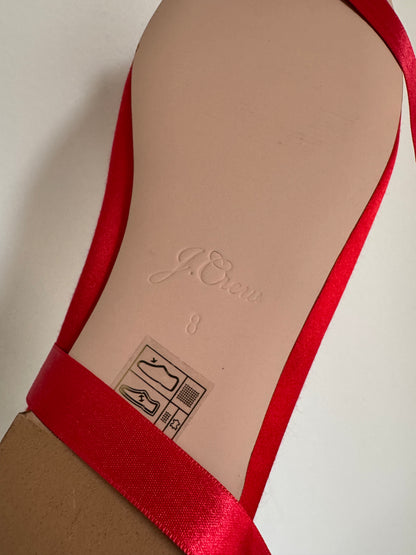 Reclaimed NWOT J.Crew Satin Ballet Flats in Red