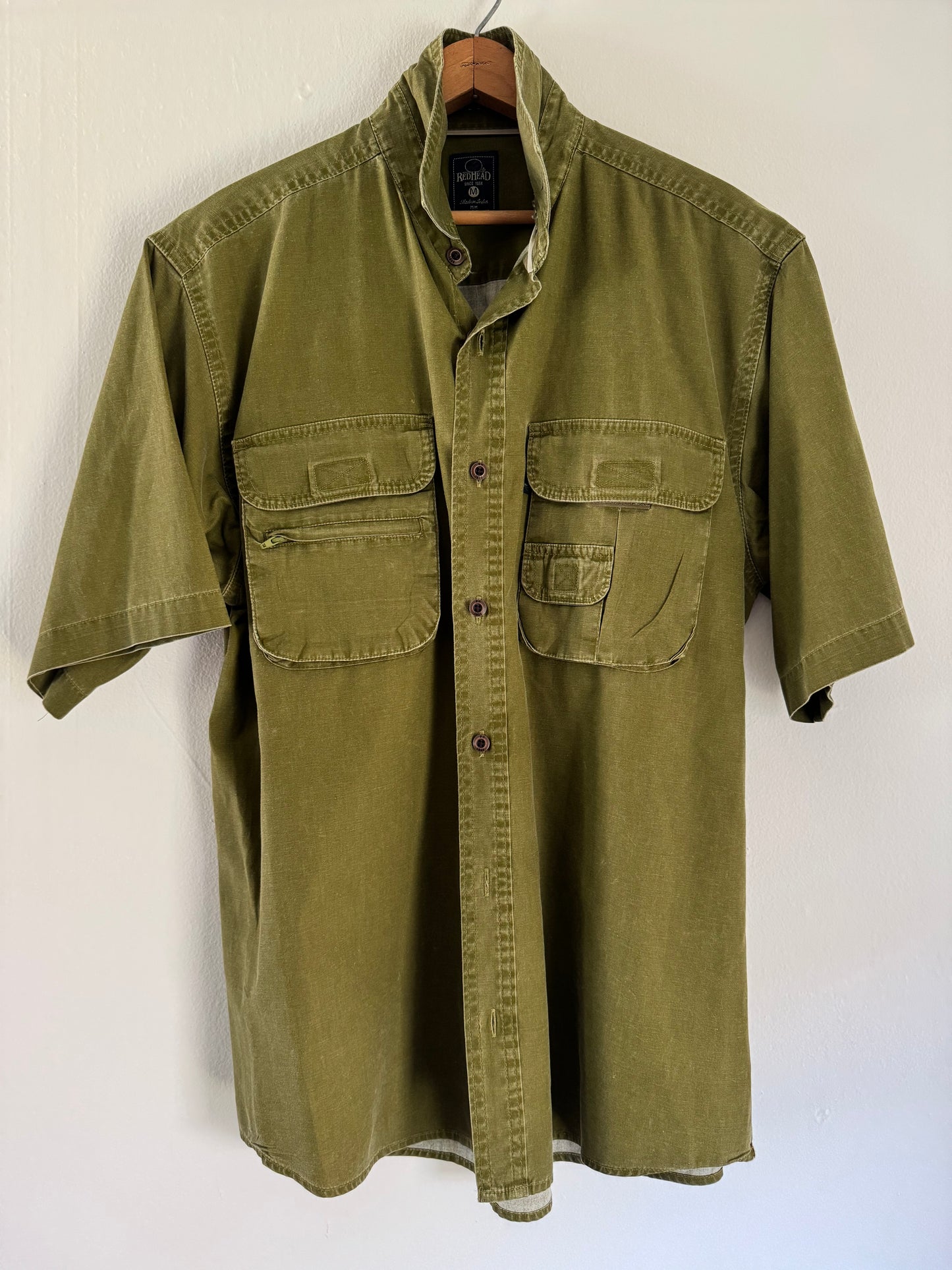 RedHead Cotton Short Sleeve Button Down Shirt in Vivid Olive