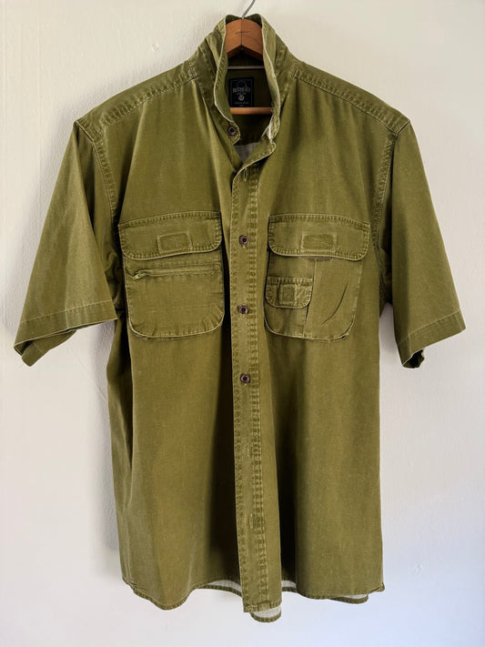 RedHead Cotton Short Sleeve Button Down Shirt in Vivid Olive