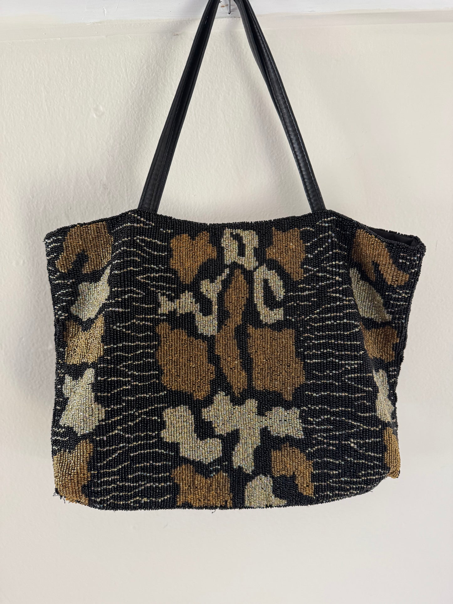 Christiana Beaded Handbag in Black/Sage/Bronze