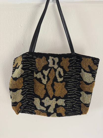 Christiana Beaded Handbag in Black/Sage/Bronze