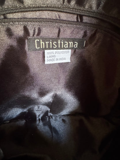 Christiana Beaded Handbag in Black/Sage/Bronze