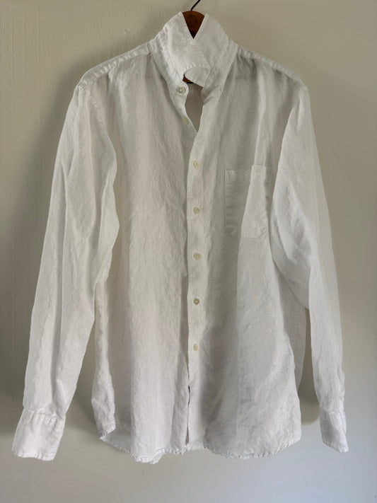 Murano Linen Button Down Shirt in White