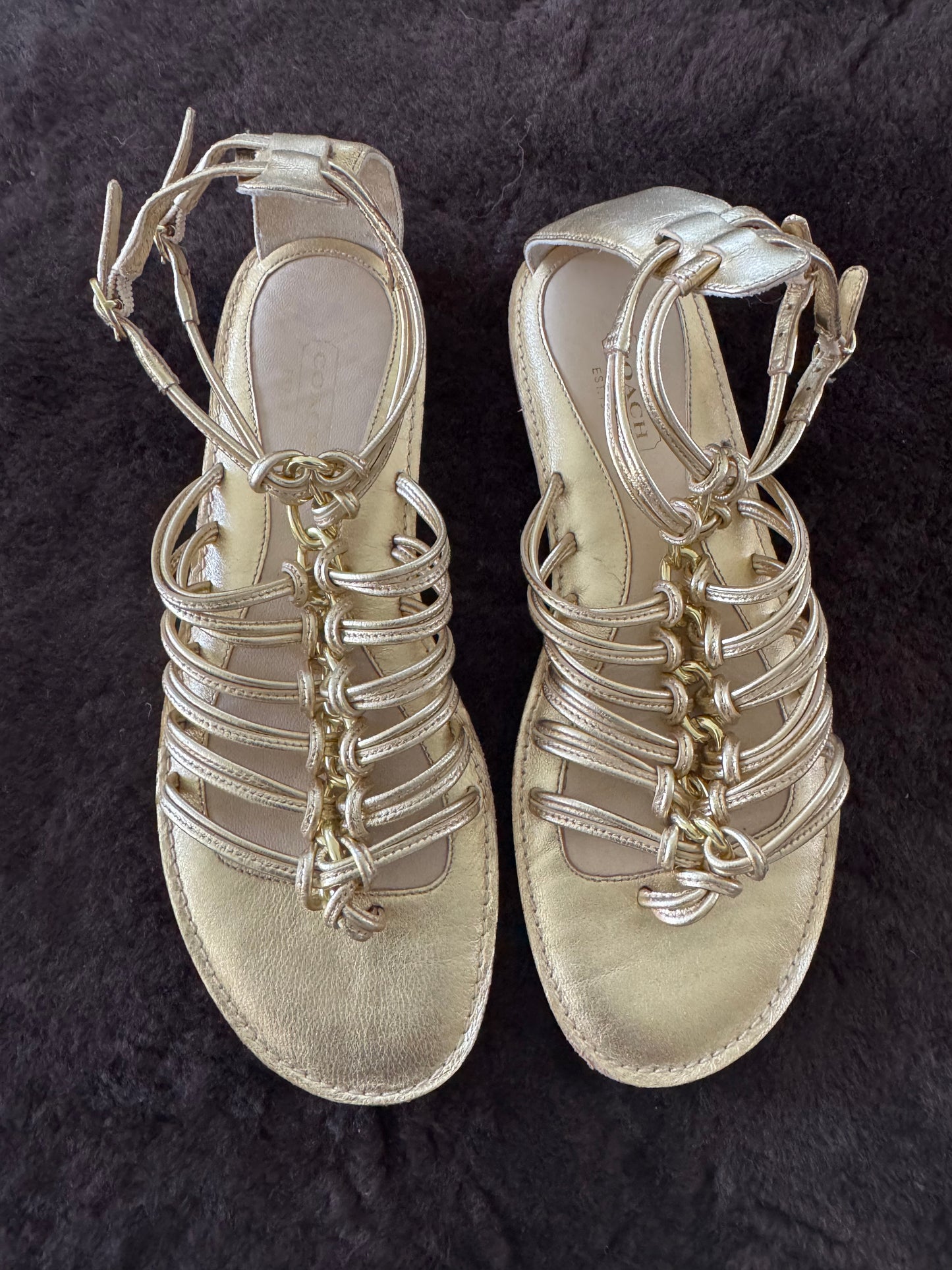 Coach Gladiator Sandals in Gold