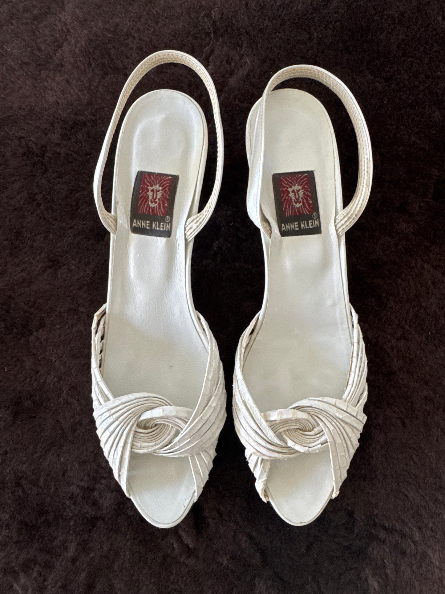 Anne Klein Snake Skin Heels in White