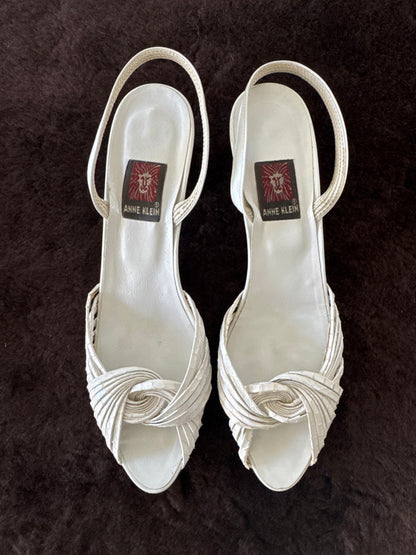 Anne Klein Snake Skin Heels in White