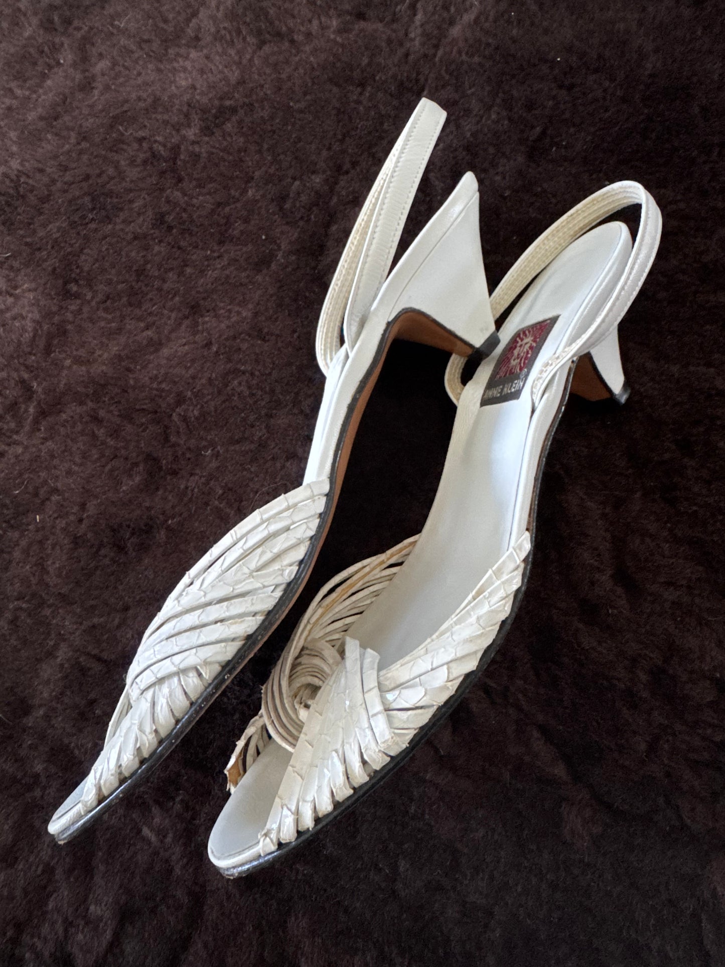 Anne Klein Snake Skin Heels in White
