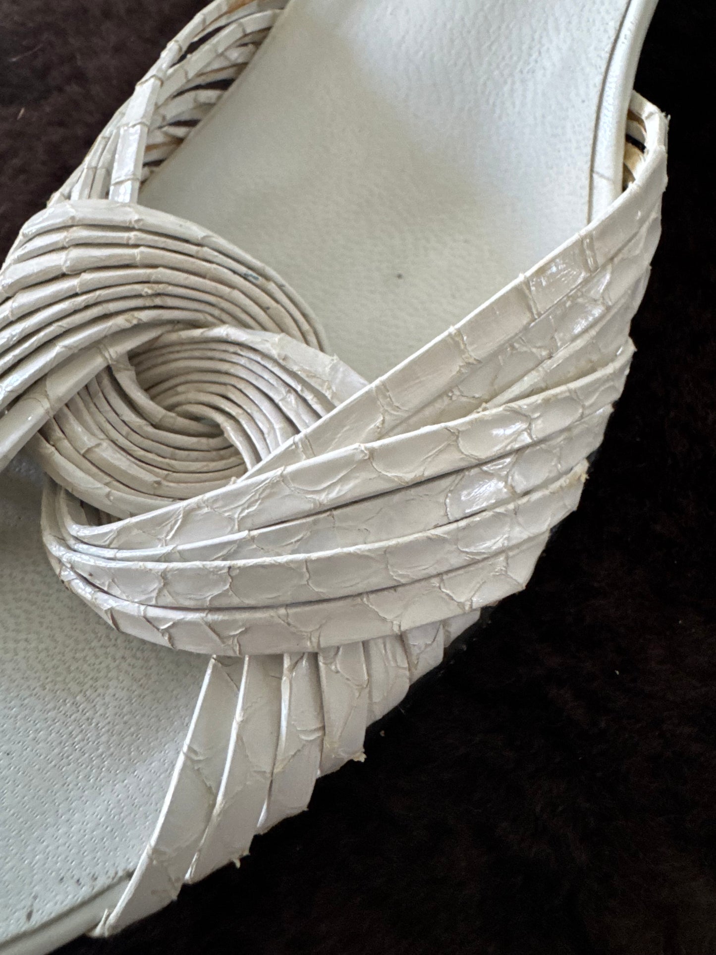 Anne Klein Snake Skin Heels in White