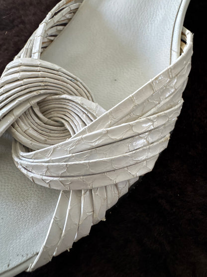 Anne Klein Snake Skin Heels in White