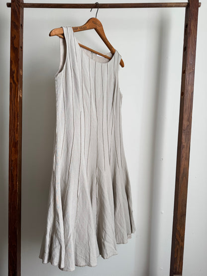 Reclaimed Calvin Klein Linen/Rayon Seamed Dress in Sand