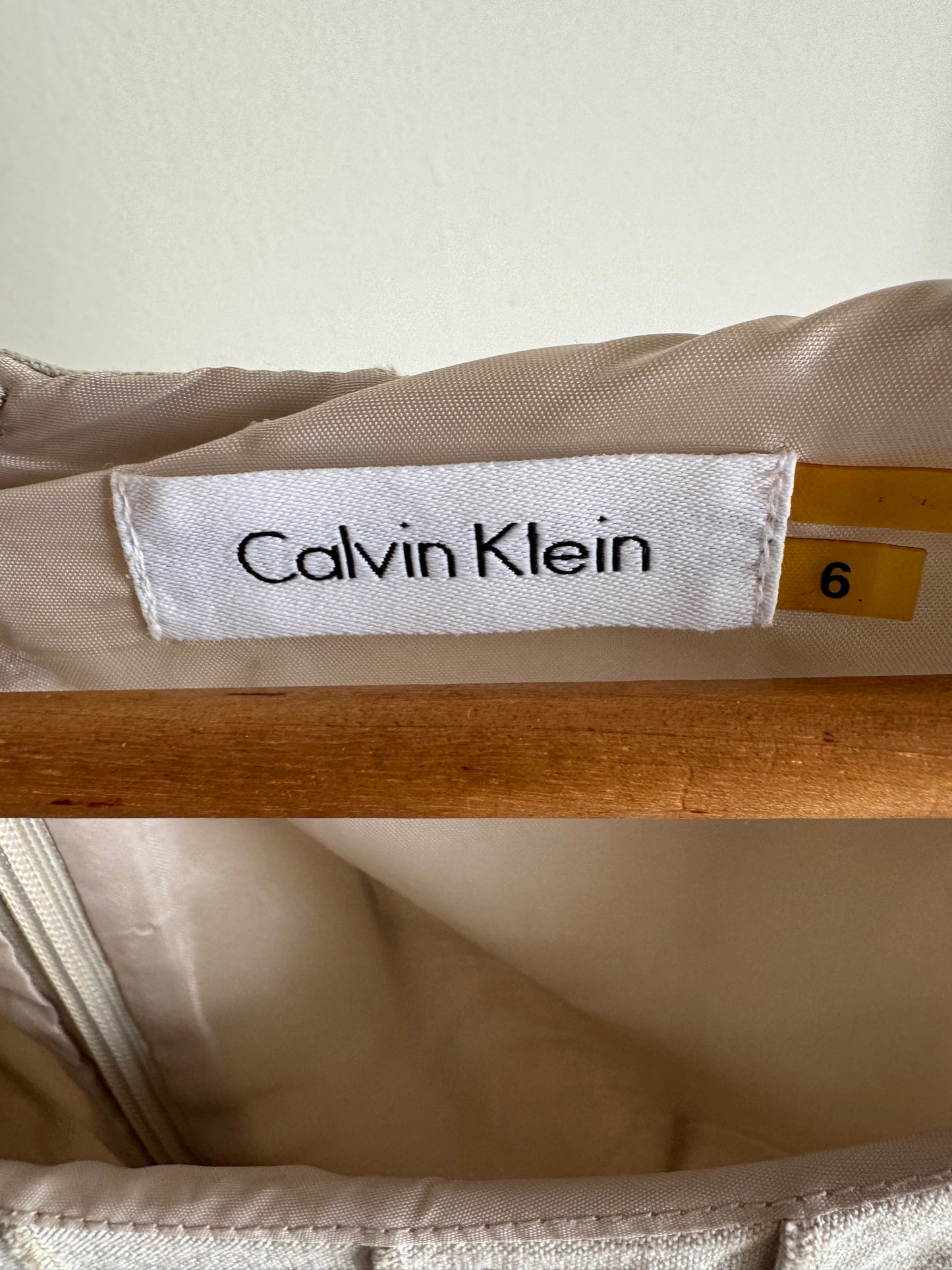 Reclaimed Calvin Klein Linen/Rayon Seamed Dress in Sand