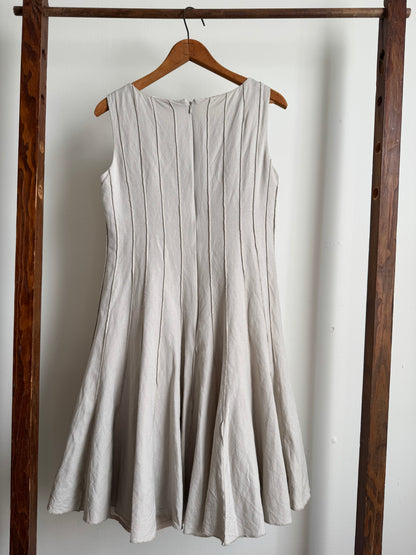 Reclaimed Calvin Klein Linen/Rayon Seamed Dress in Sand
