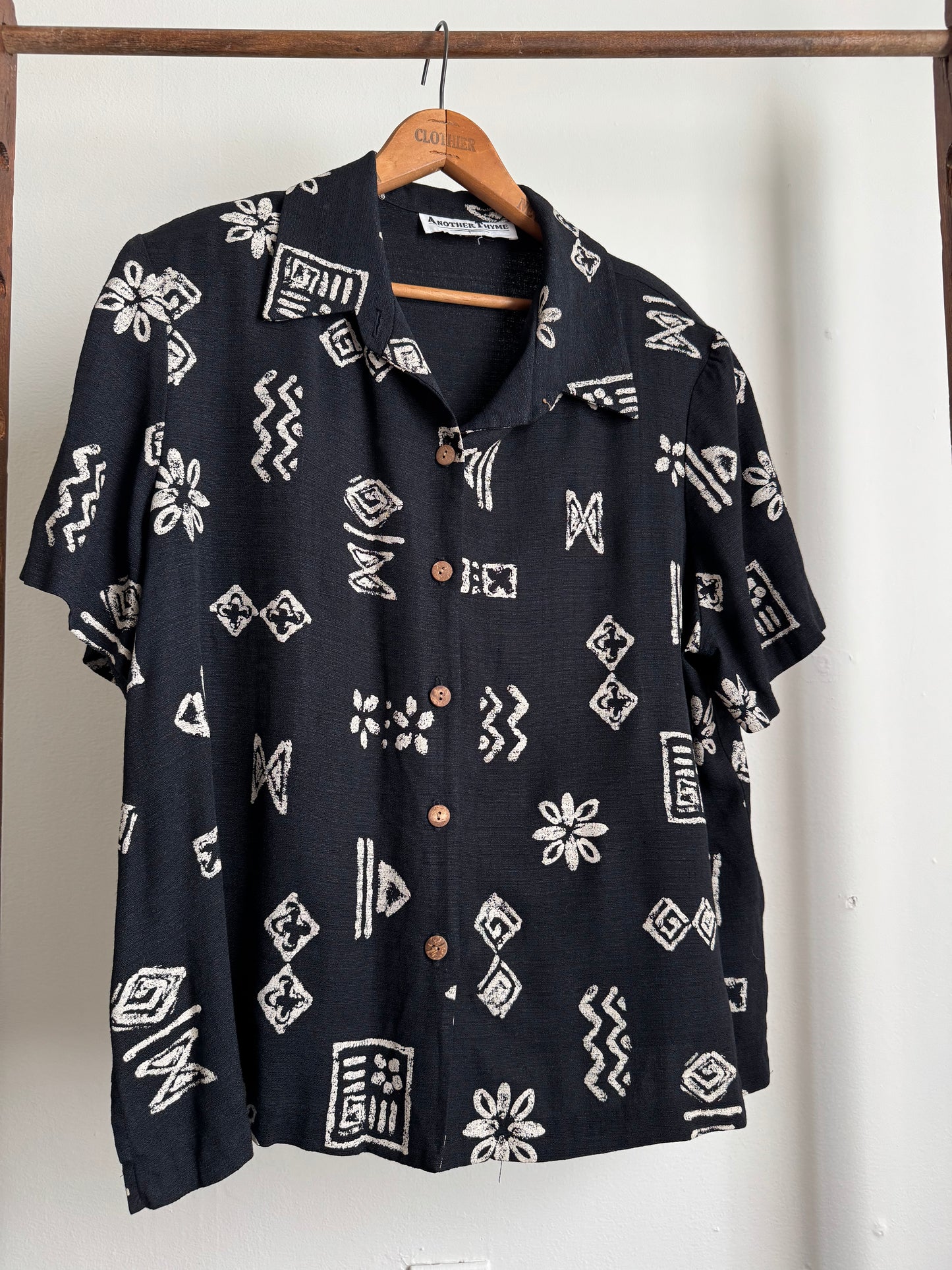 Vintage Another Thyme Button Down Blouse in Black