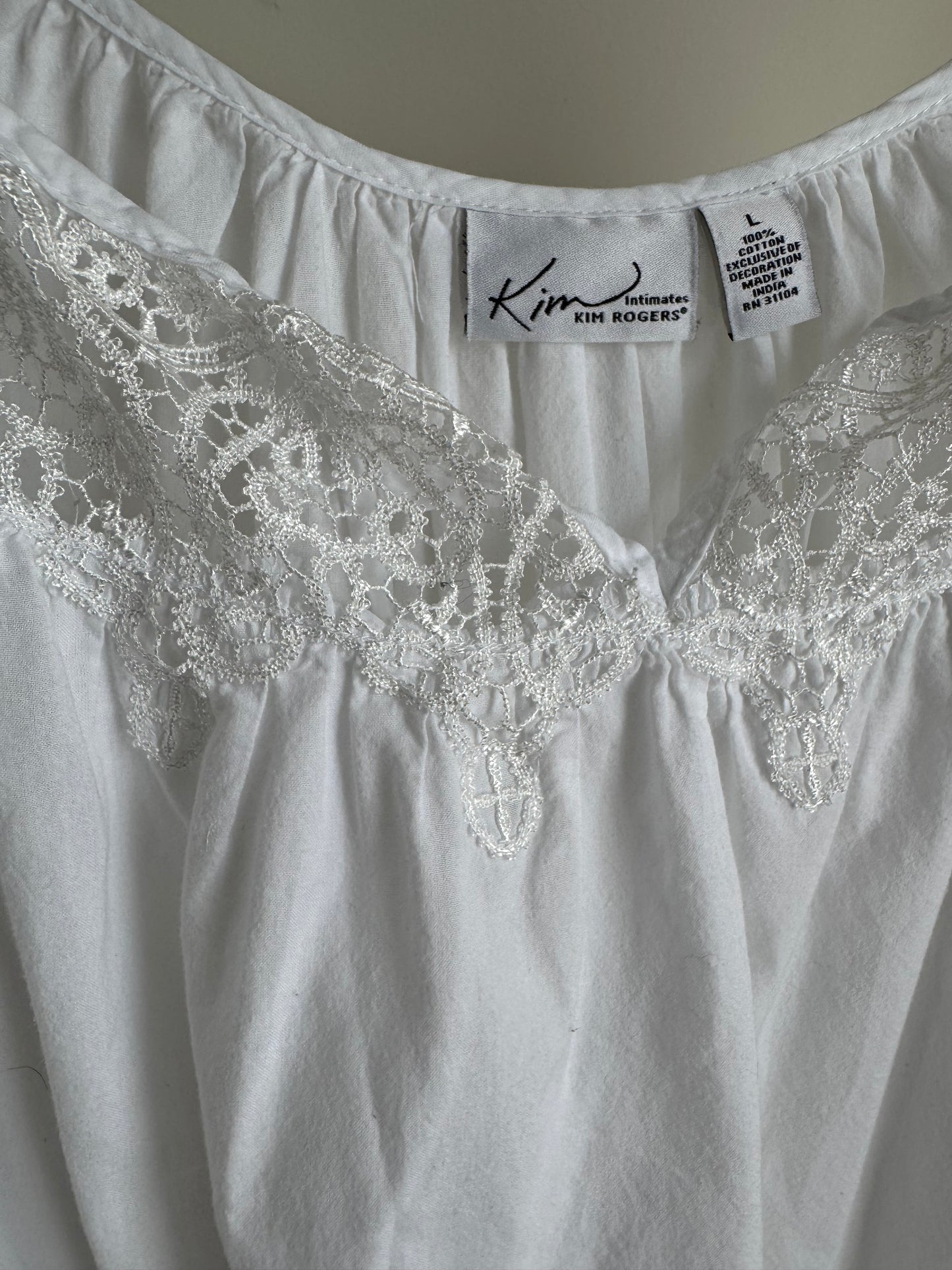 Reclaimed Kim Rogers Cotton Night Dress in White