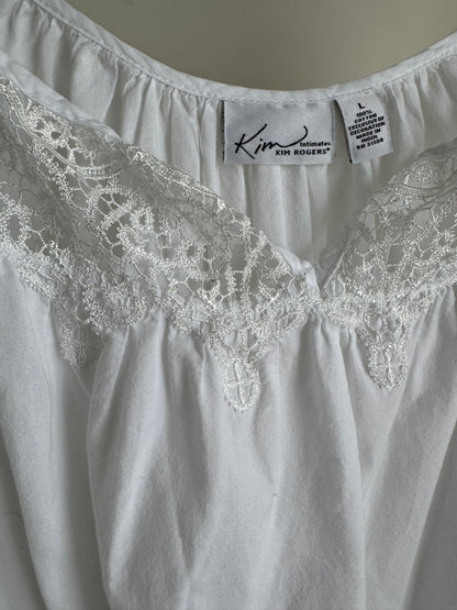 Reclaimed Kim Rogers Cotton Night Dress in White
