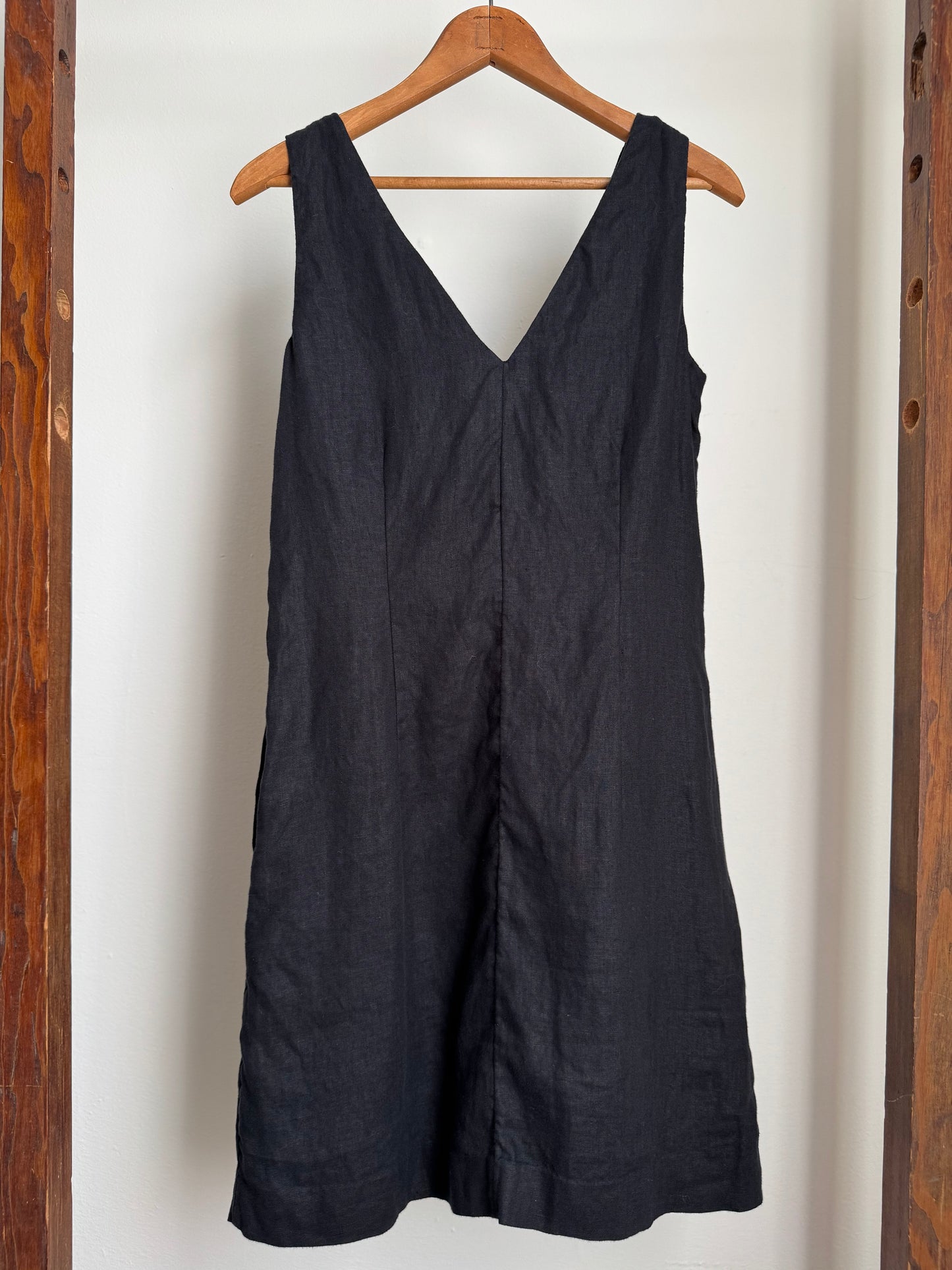 Reclaimed Jcrew Linen Shift Dress in Black