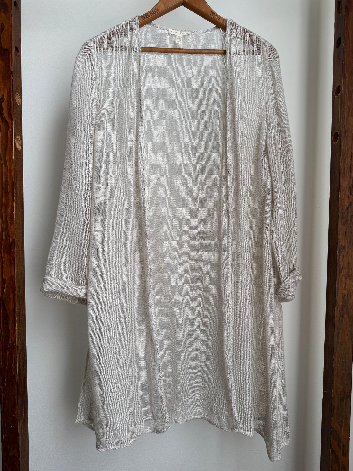 Reclaimed Eileen Fisher Open Weave Cardigan in Sand