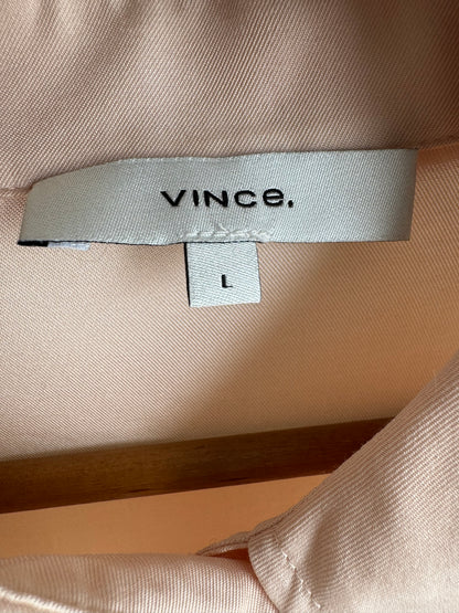 Vince Boxy Silk Button Down in Pale Peach
