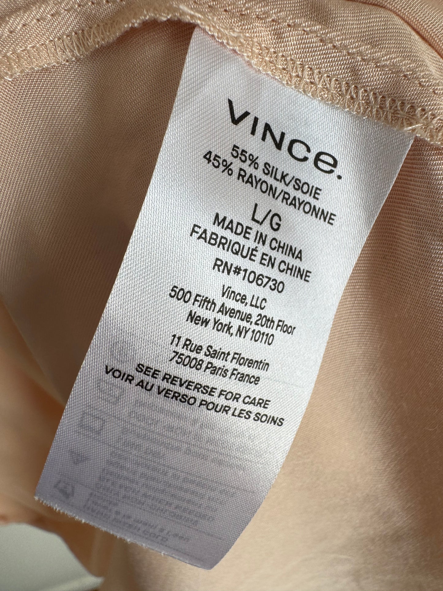 Vince Boxy Silk Button Down in Pale Peach