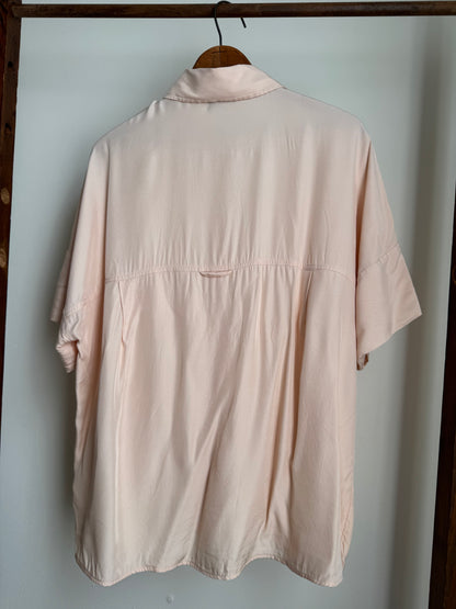 Vince Boxy Silk Button Down in Pale Peach