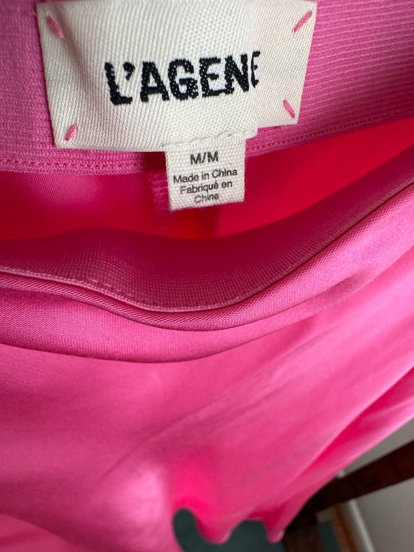 Reclaimed L'Agence Bias Cut Midi Skirt in Hot Pink