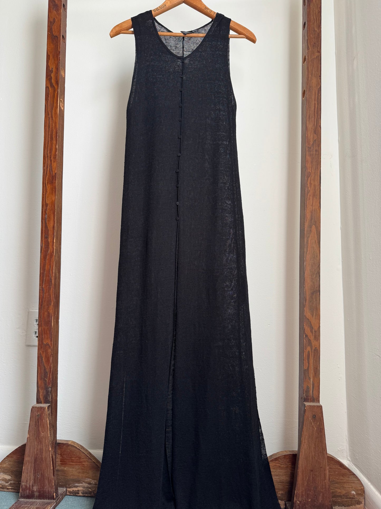 Reclaimed The Fisher Project Sheer Long Knit Dress in Black
