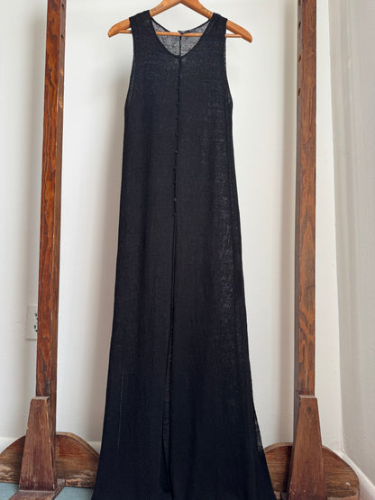 Reclaimed The Fisher Project Sheer Long Knit Dress in Black