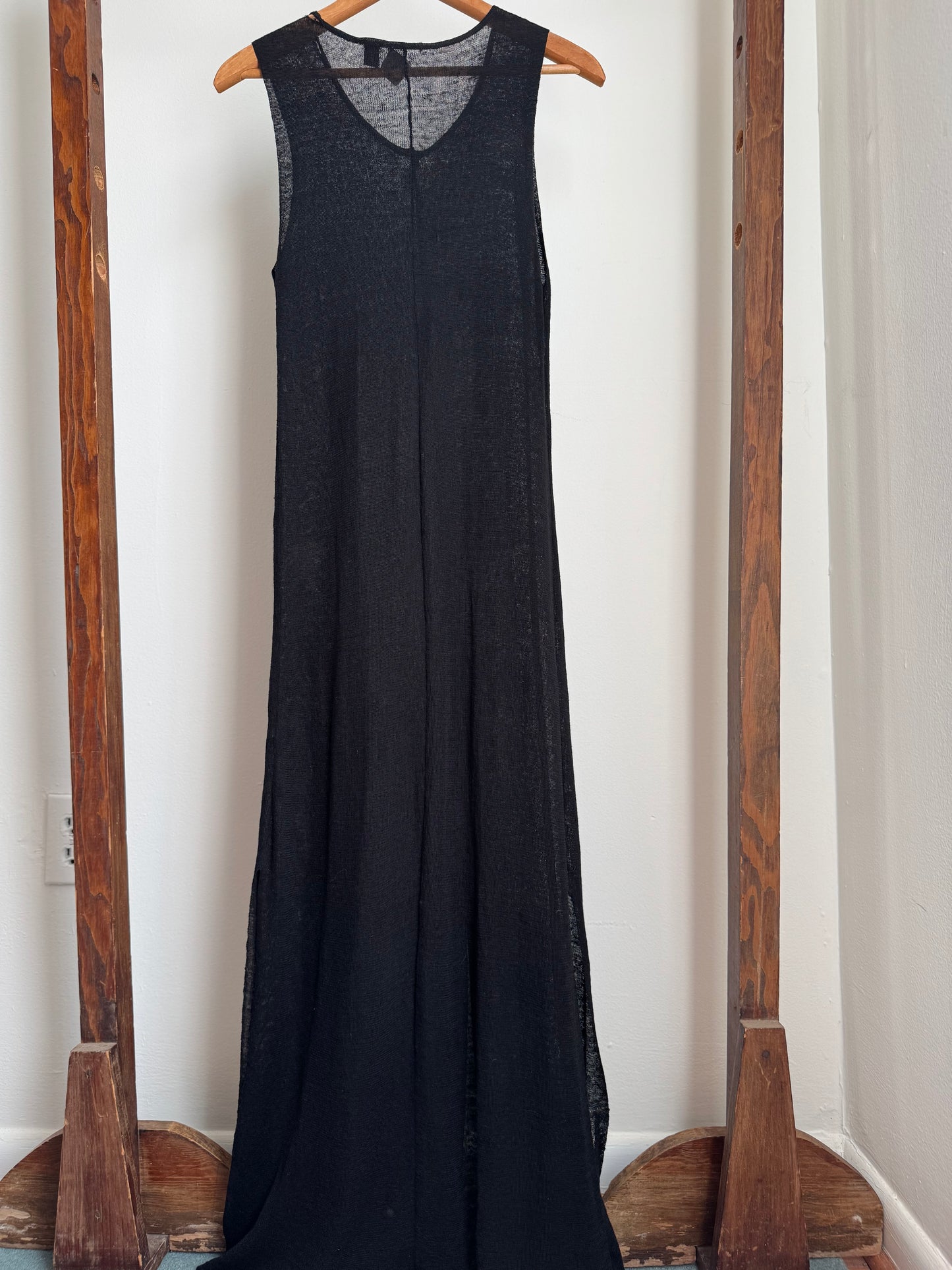 Reclaimed The Fisher Project Sheer Long Knit Dress in Black
