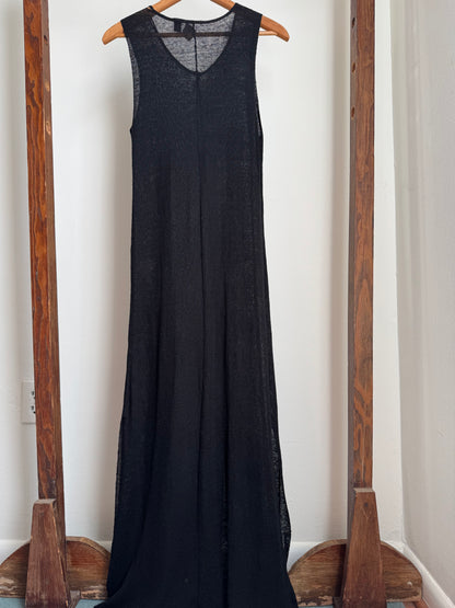 Reclaimed The Fisher Project Sheer Long Knit Dress in Black