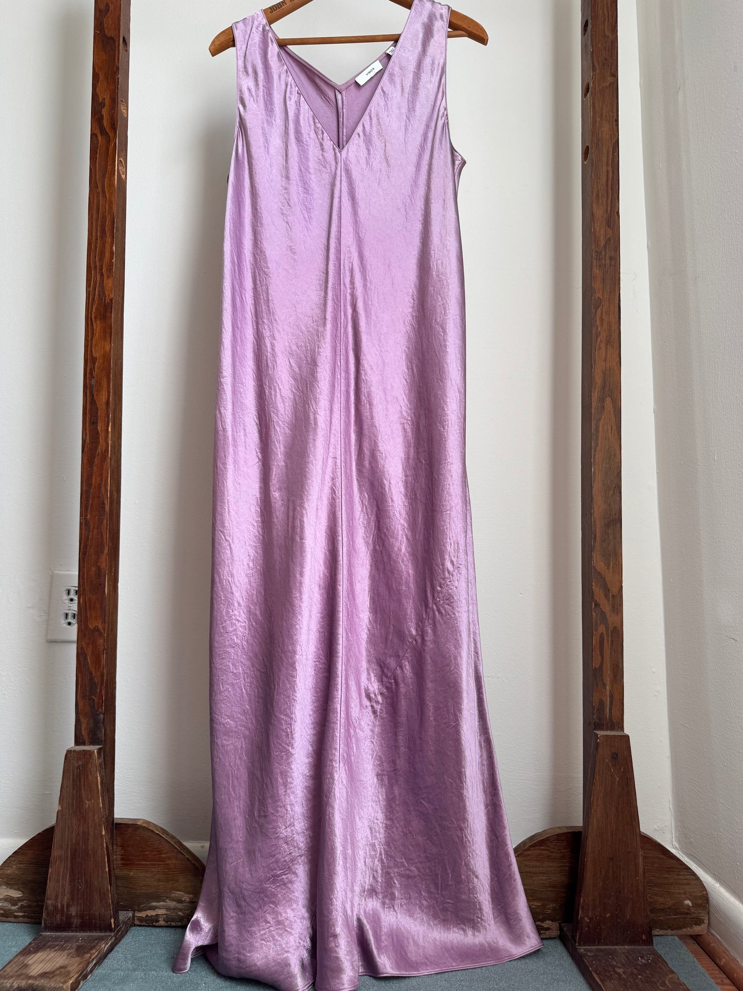 Reclaimed Vince Crinkle Satin Tank Dress in Purple