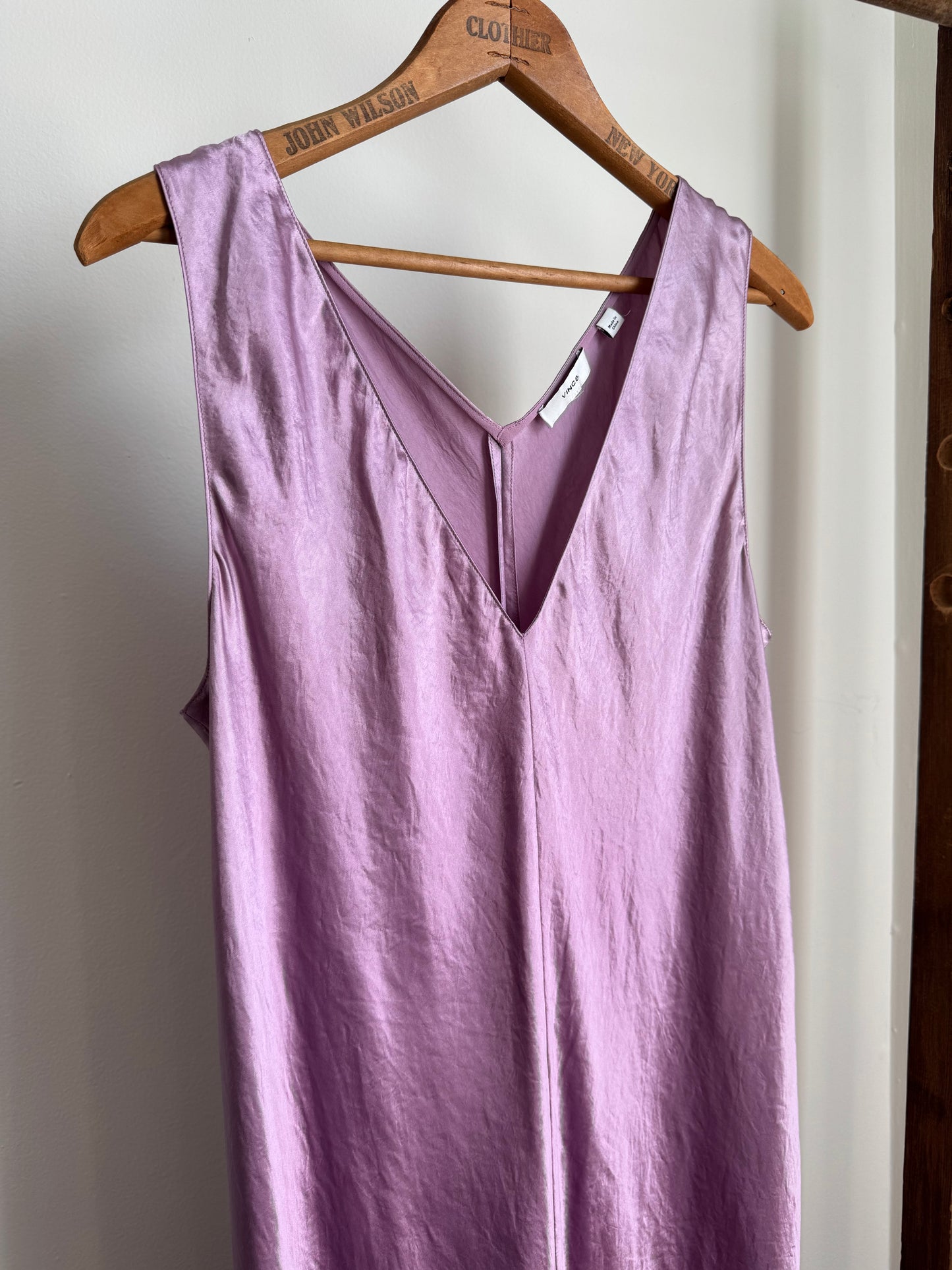 Reclaimed Vince Crinkle Satin Tank Dress in Purple