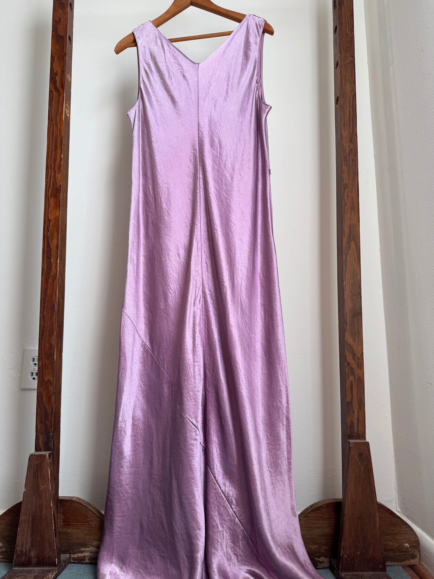 Reclaimed Vince Crinkle Satin Tank Dress in Purple