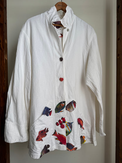 Vintage Julie Mango Cotton Tropical Fish Jacket