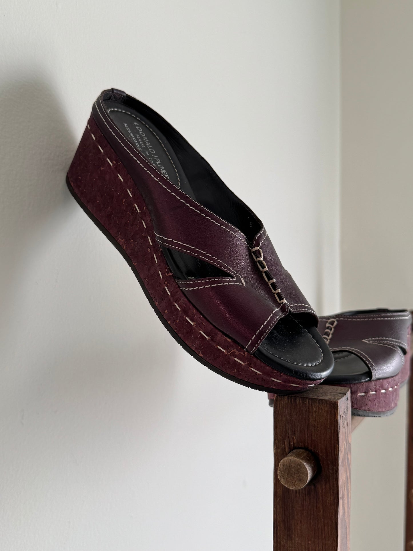 Donald J Pliner Platform Slides in Metallic Plum size 8