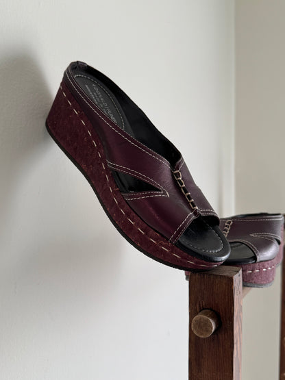 Donald J Pliner Platform Slides in Metallic Plum size 8