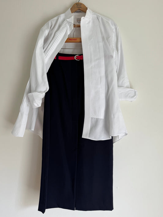 Linda Allard x Ellen Tracy Wool Straight Skirt in Navy