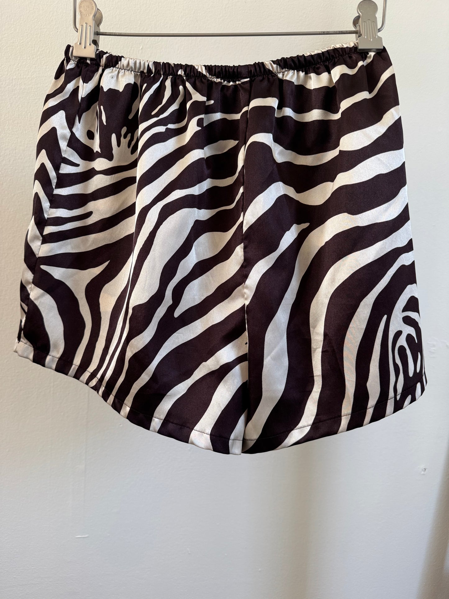 Reclaimed Zebra Short Shorts in Chocolate/Ivory