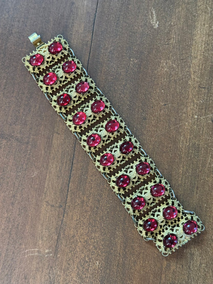 Vintage Metal and Glass Bracelet