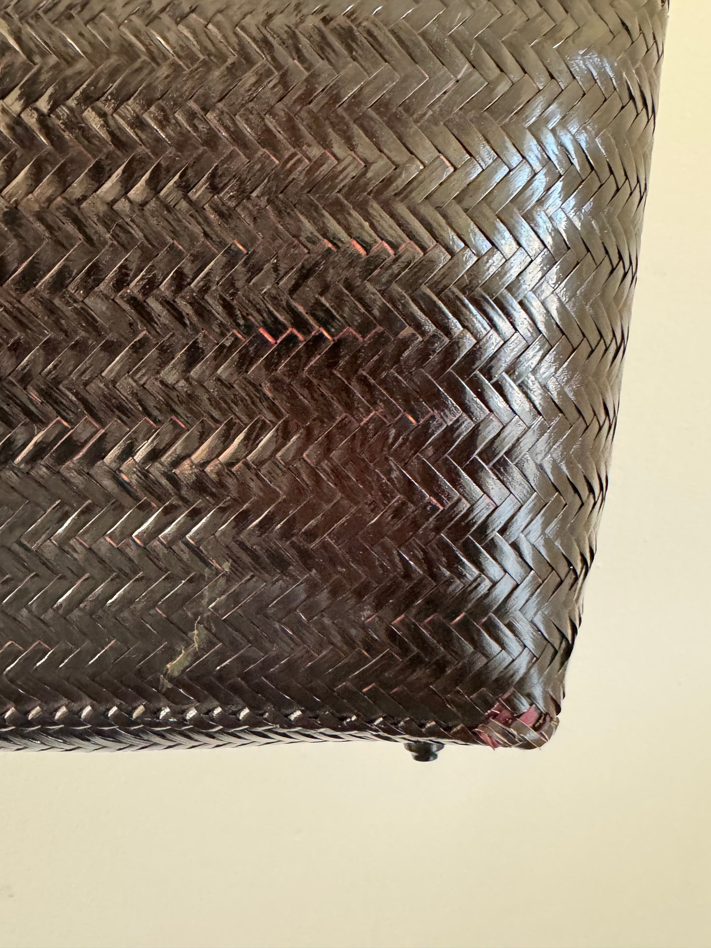 Vintage Straw Woven Tote in Dark Chocolate