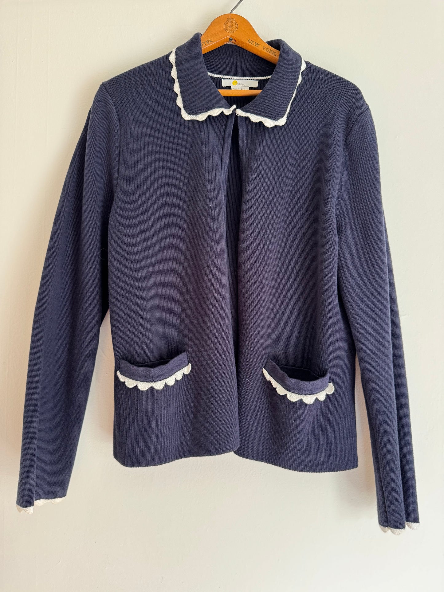 Boden Cotton Sweater in Navy/White