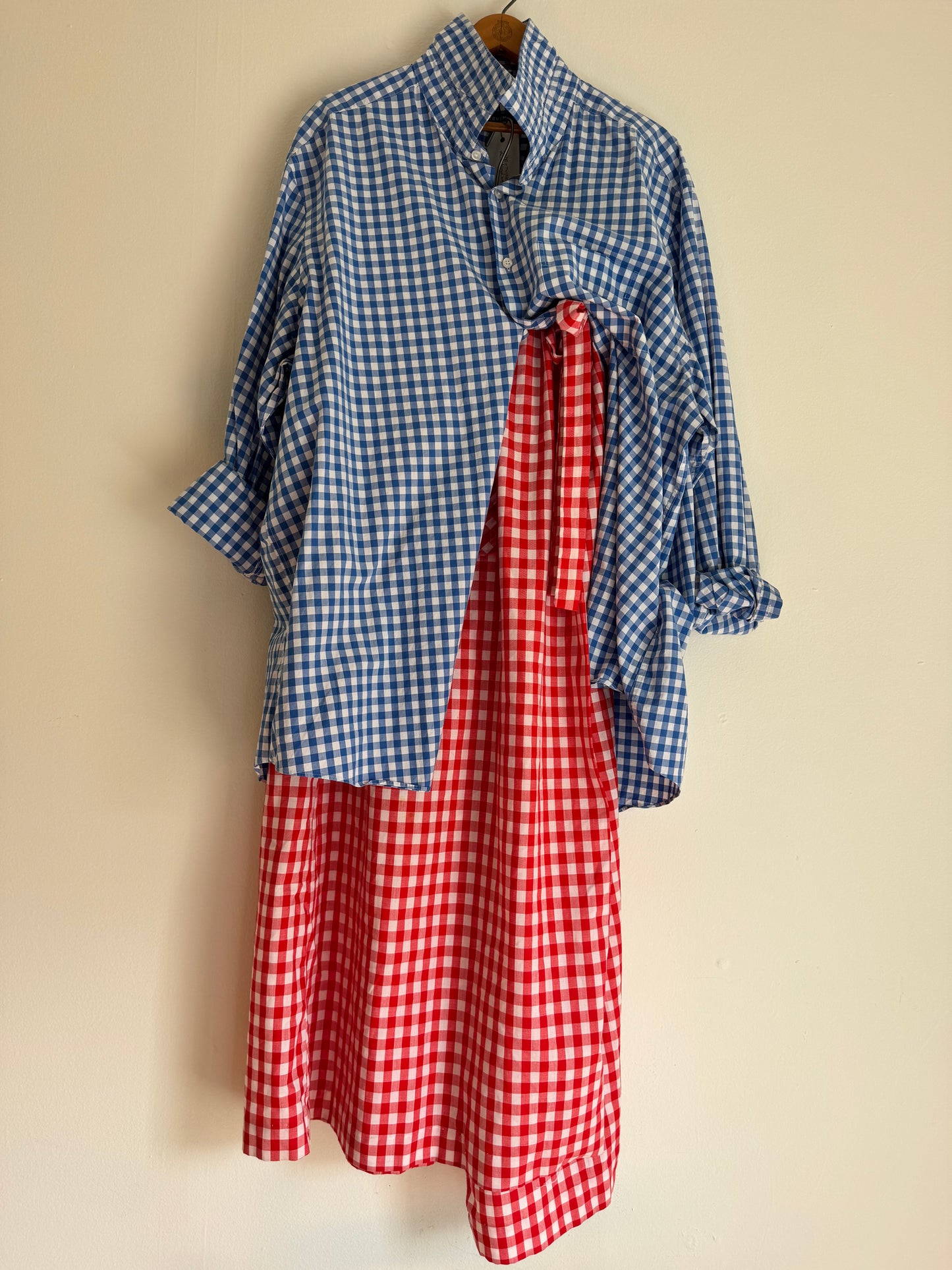 Vintage Gingham Long Wrap Skirt in Red