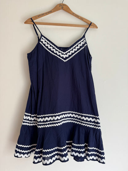 Mudpie Cotton Ric Rac Dress in Navy