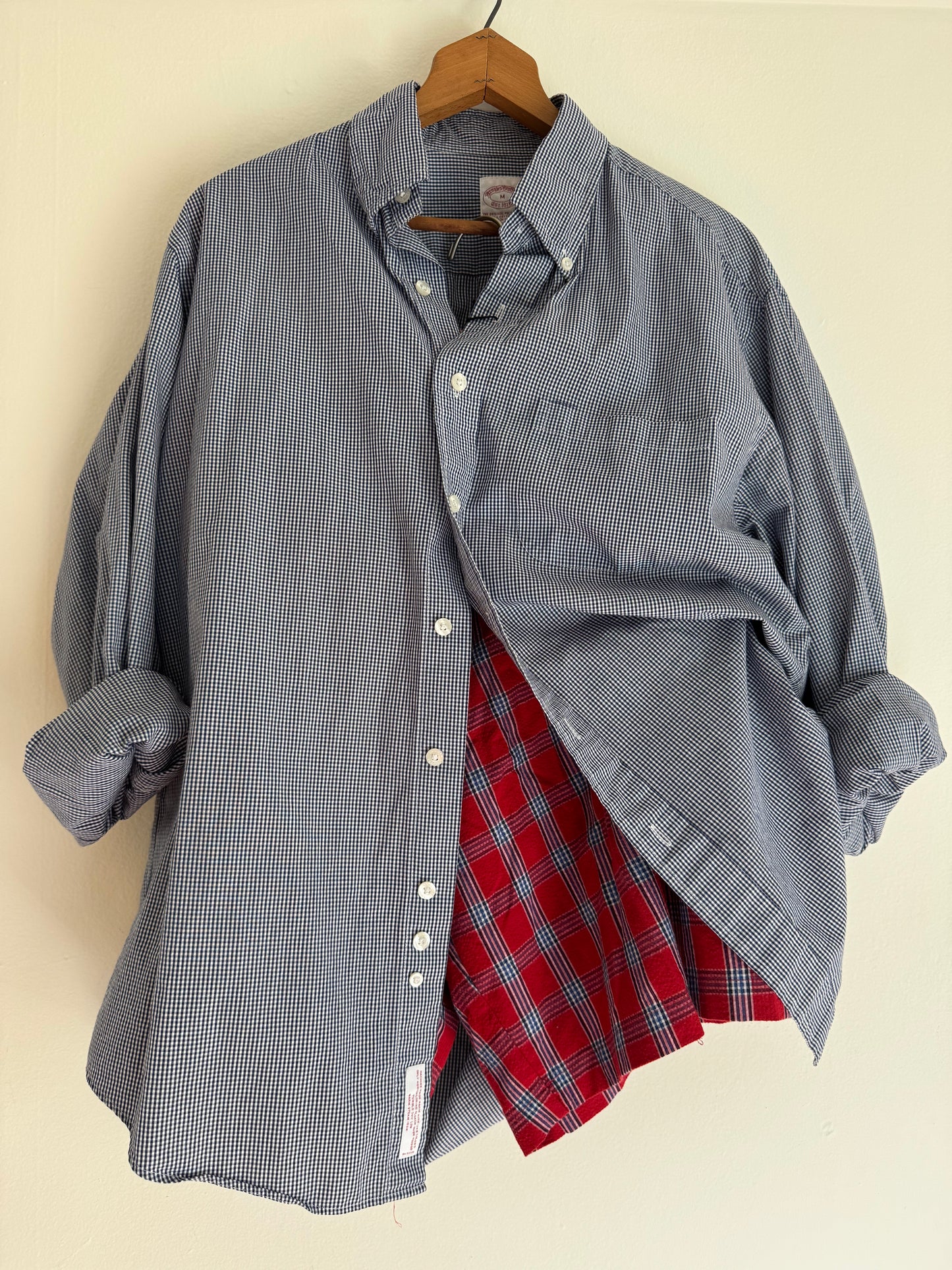 Seersucker Plaid Oversized Elastic Waist Shorts in Red