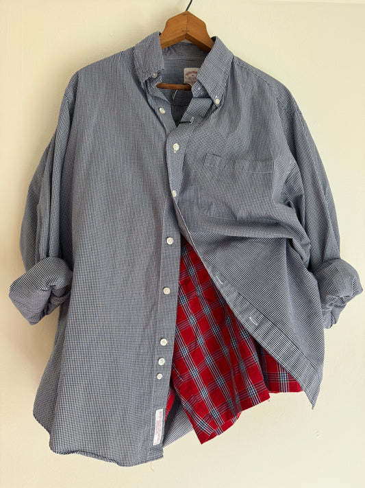 Seersucker Plaid Oversized Elastic Waist Shorts in Red