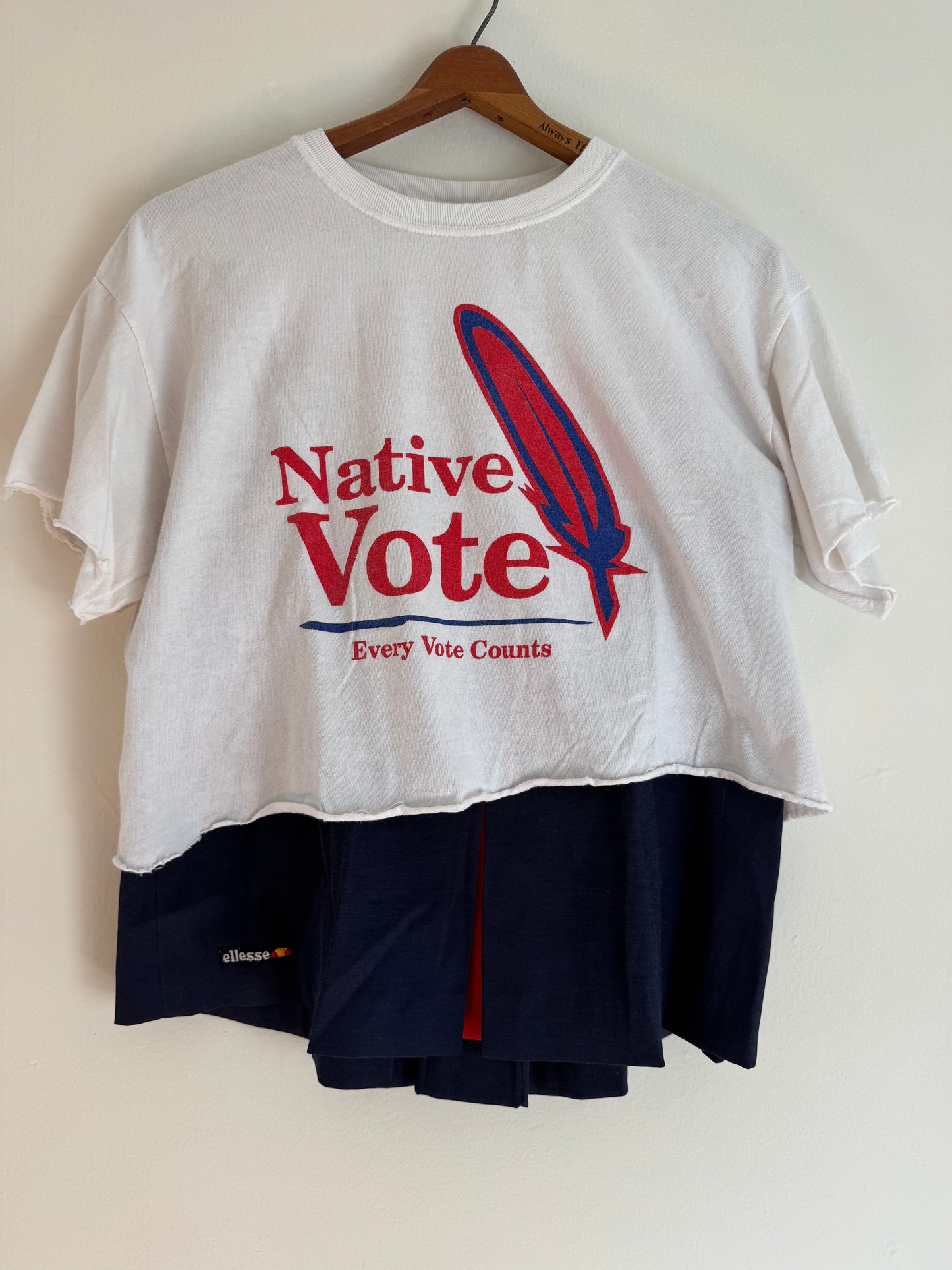 Vintage Native Vote Cropped Top Tee in White