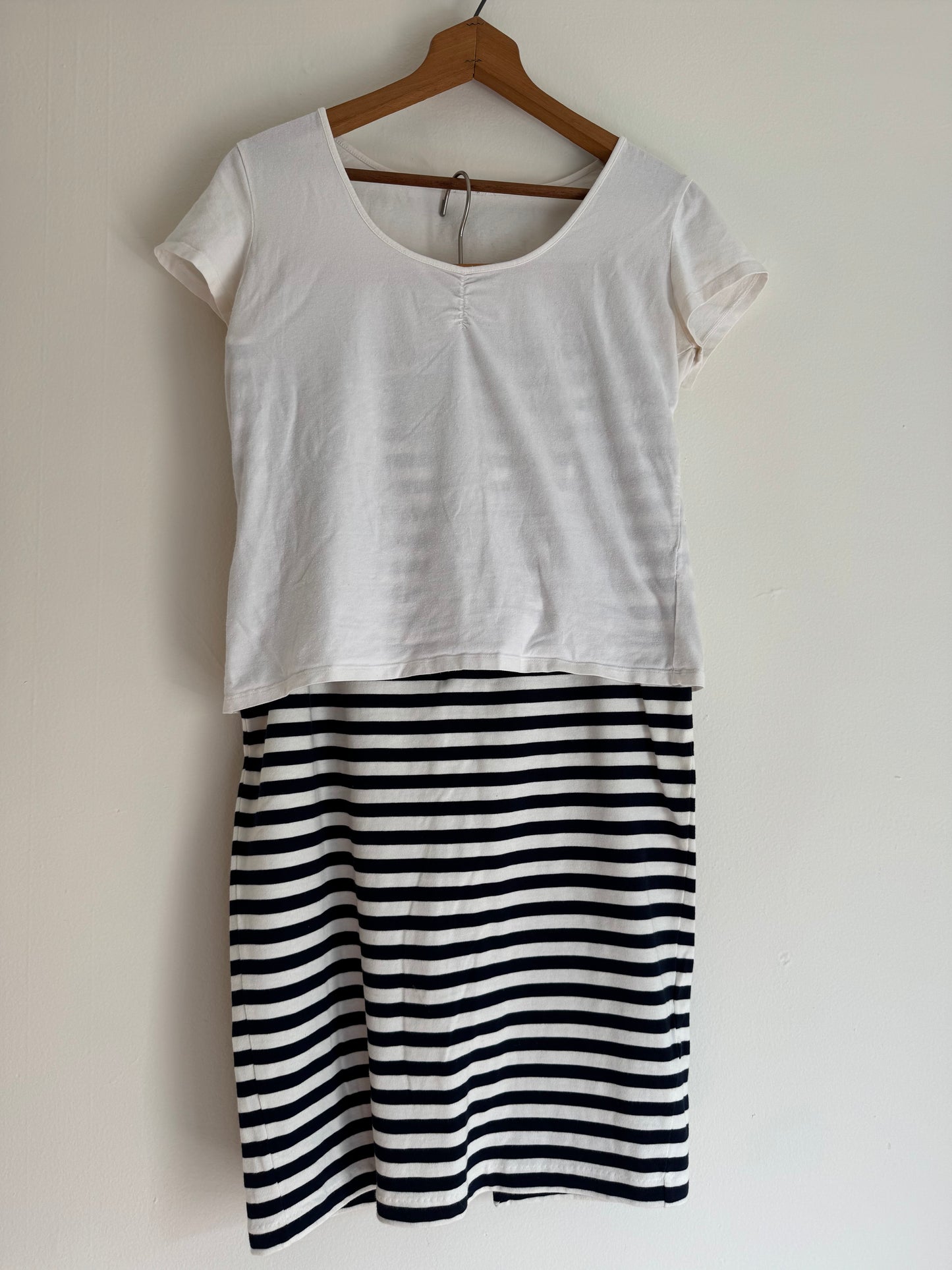 J.Crew Stretch Knit Striped Skirt in Navy/White