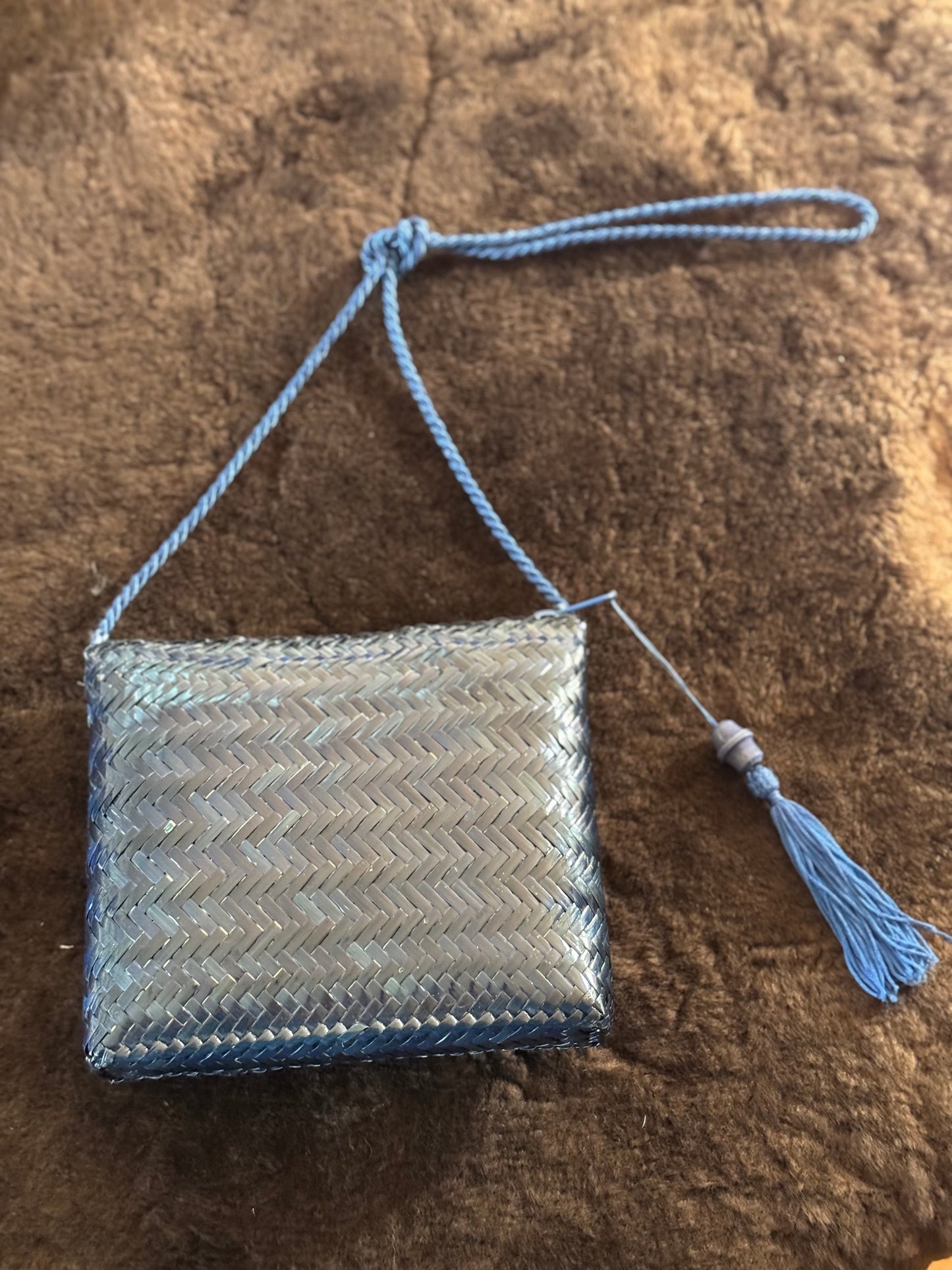 Vintage Straw Mini Bag in Navy