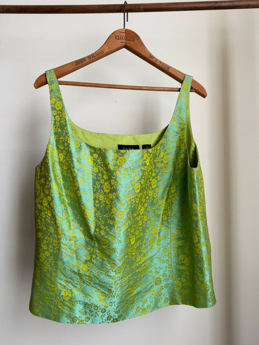Reclaimed Dana Buchman Silk Top in Chartreuse