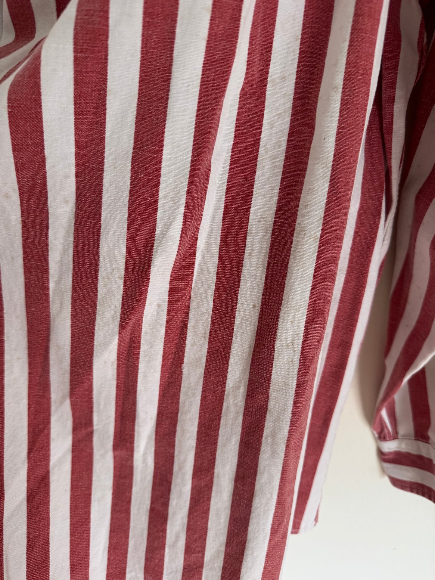 Vintage Ralph Lauren Stripe Button Down in Faded Red and White