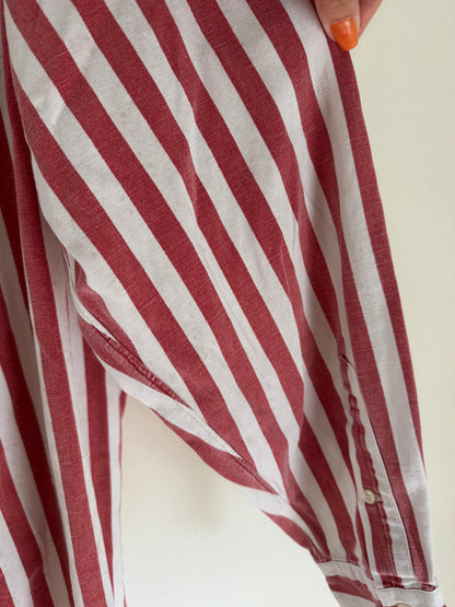 Vintage Ralph Lauren Stripe Button Down in Faded Red and White